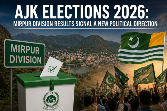 AJK Elections 2026 feature image showing Mirpur Division election results and voting process in Azad Jammu and Kashmir.