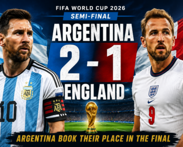 Argentina defeats England 2-1 in the FIFA World Cup 2026 semi-final to qualify for the World Cup Final.