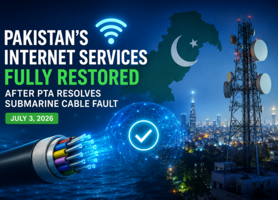 Pakistan's internet services fully restored after PTA resolved the international submarine cable fault on July 3, 2026.